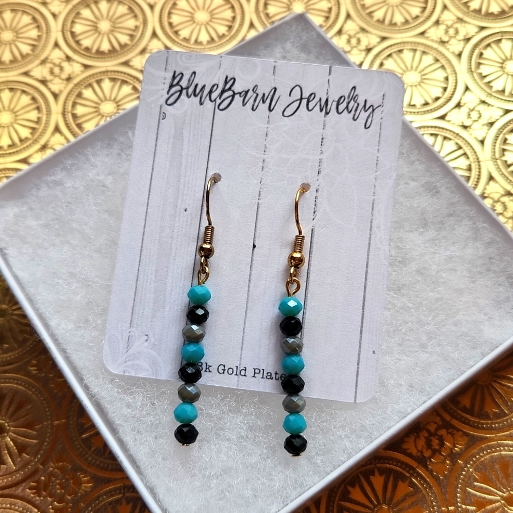 Handmade Glass Bead Earrings - 18k Gold Plated